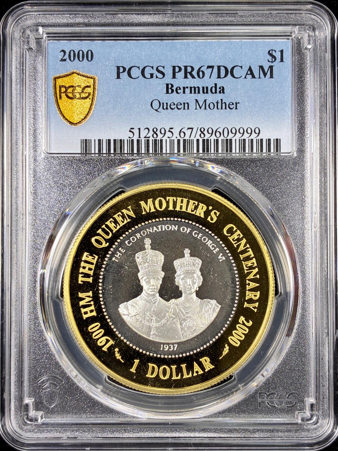 【雨安】【直播拍卖】【第0126期-评级币章】2026-01-24 周六 19:30 [评级现代] Bermuda 百慕大 1元 2000年 王太后 [28.28克,  0.925银] PCGS-PR67DCAM 精制币