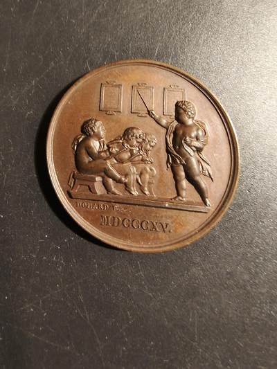 老王徽章第178期 - 法国初等教育协会1875年大铜章    蜜蜂Cuivre铜标    直径41mm    重量32.6g