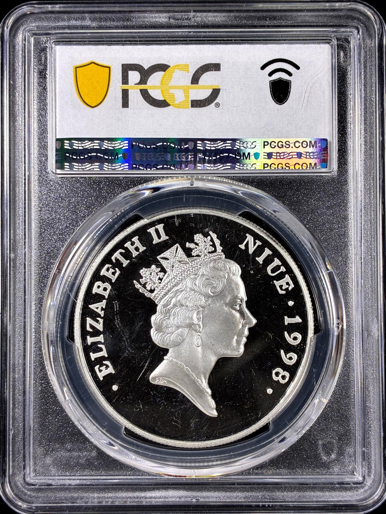 【雨安】【直播拍卖】【第0126期-评级币章】2026-01-24 周六 19:30 [评级现代] Niue 纽埃 5元 1998年 银婚 PCGS-PR67DCAM 精制币