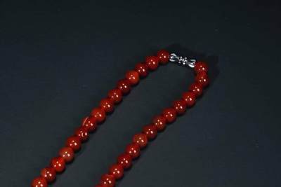 上海都达杂项专场三十四【年后发货全场包邮】  天然红玛瑙项链 附鉴定证书86-329