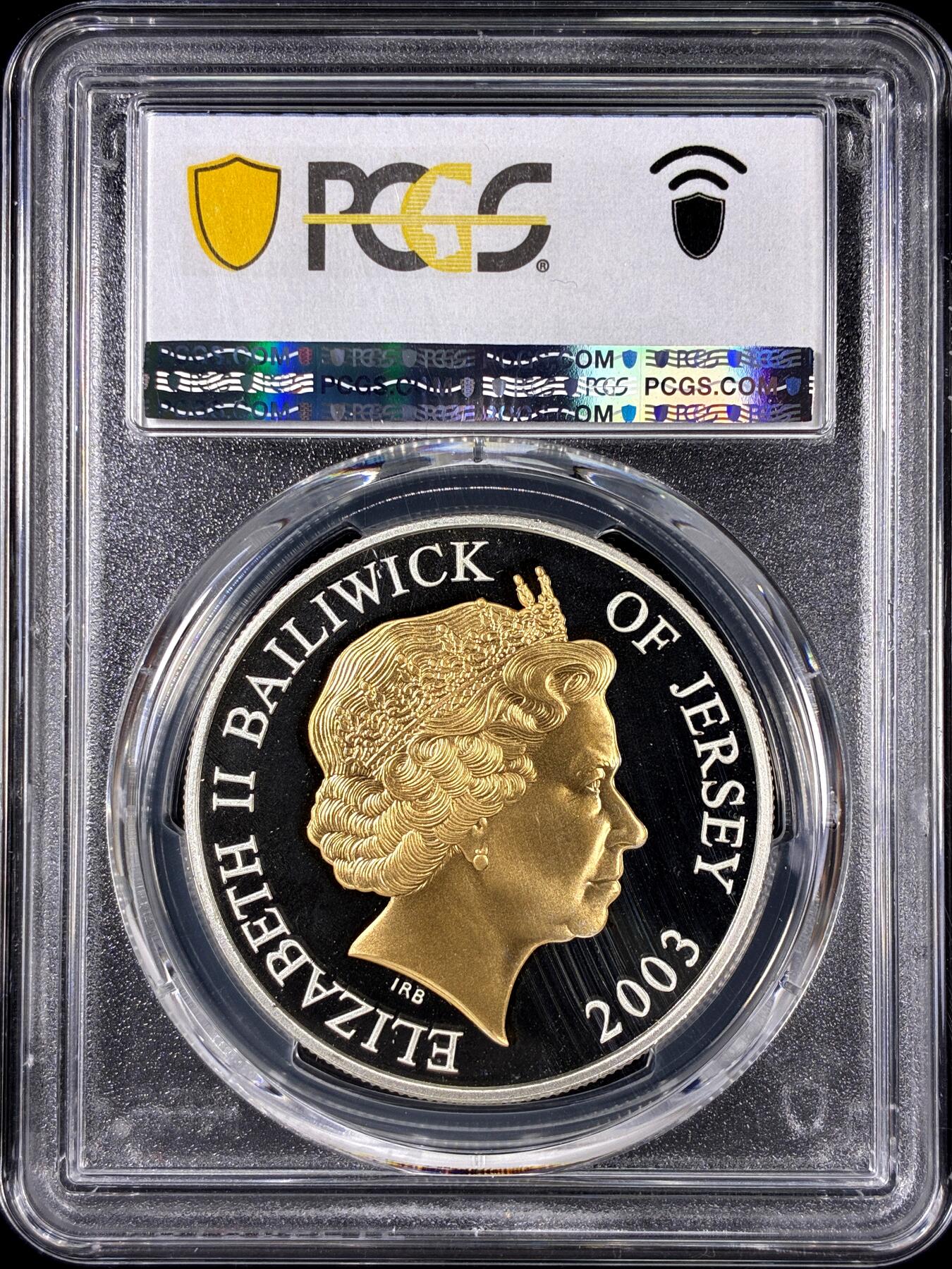 【雨安】【直播拍卖】【第0126期-评级币章】2026-01-24 周六 19:30 [评级现代] Jersey 泽西 5镑 2003年 伊丽莎白二世登基50周年 PCGS-PR68DCAM 精制币