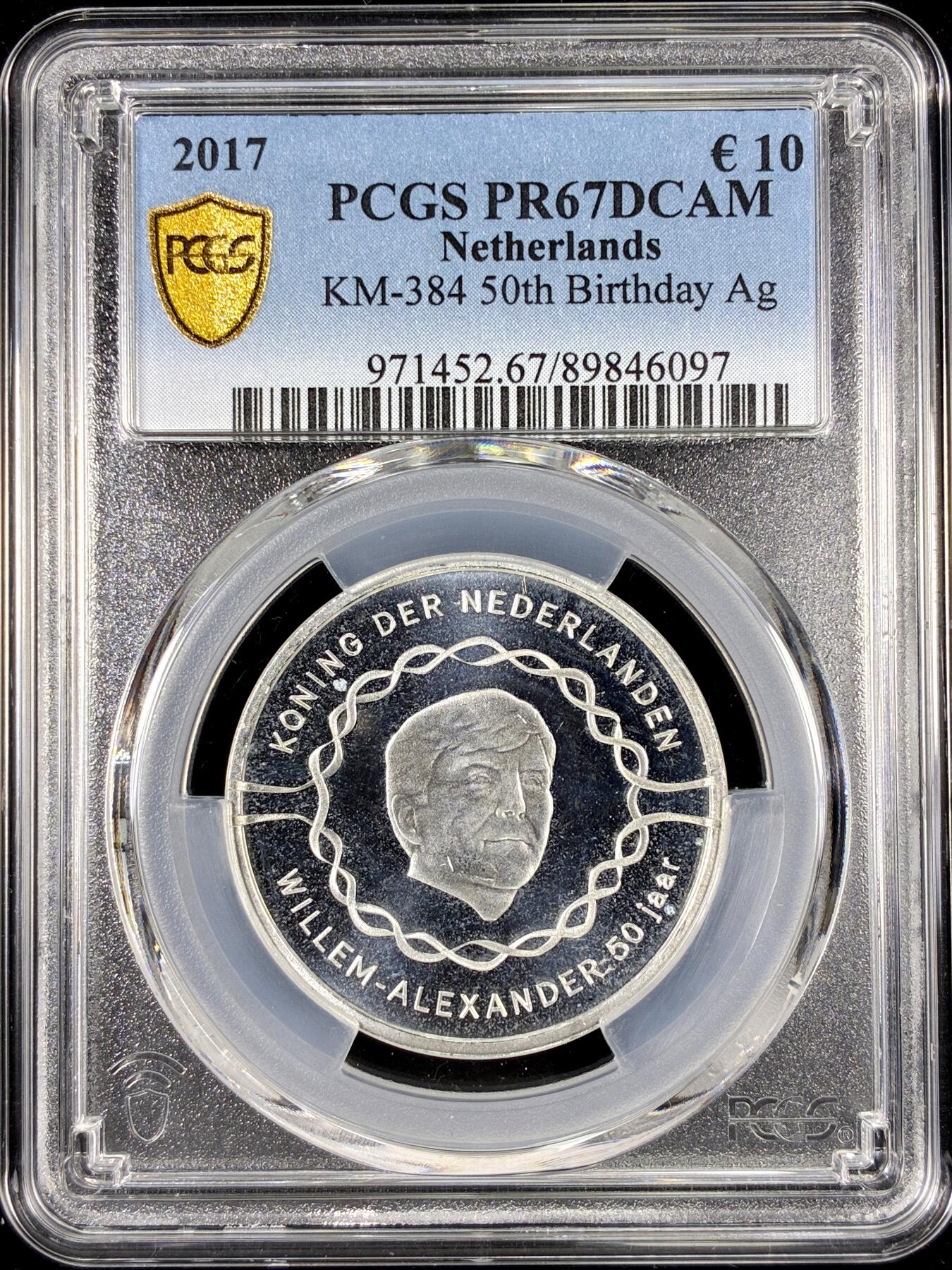【雨安】【直播拍卖】【第0126期-评级币章】2026-01-24 周六 19:30 [评级欧元] Netherlands 欧元 荷兰 10欧元 2017年 国王50岁生日 PCGS-PR67DCAM 精制币