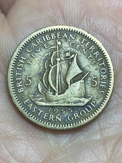 2026年第十二场(总第一百八十一场）外国好品散币场(免佣金) - 英属加勒比领地1955年5分(伊丽莎白二世青年桂冠，首发年)