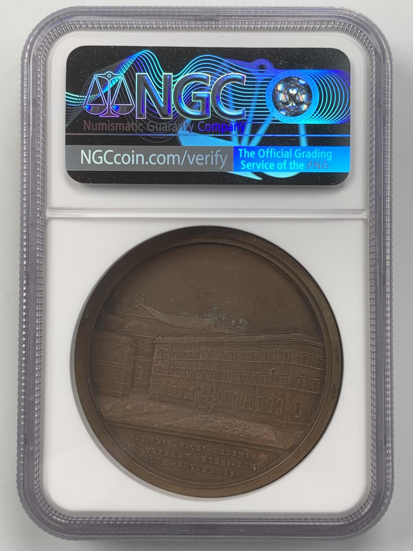 掌中浮雕-藏着的欧洲第050场 NGC MS62 :  教皇庇护十世铜章，44mm