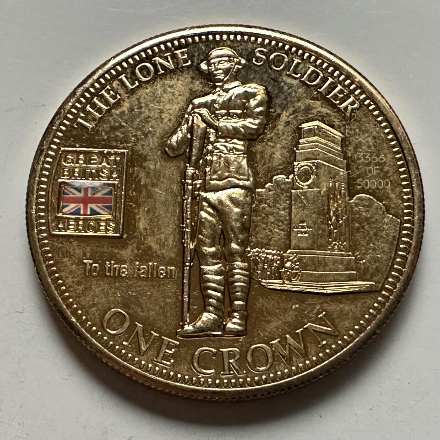 🌹外币初藏🌹🐯2026年第10场  每周二四六晚8️⃣点 接代拍 直布罗陀2010年“孤独士兵”1克朗纪念币 带独立编号3366 