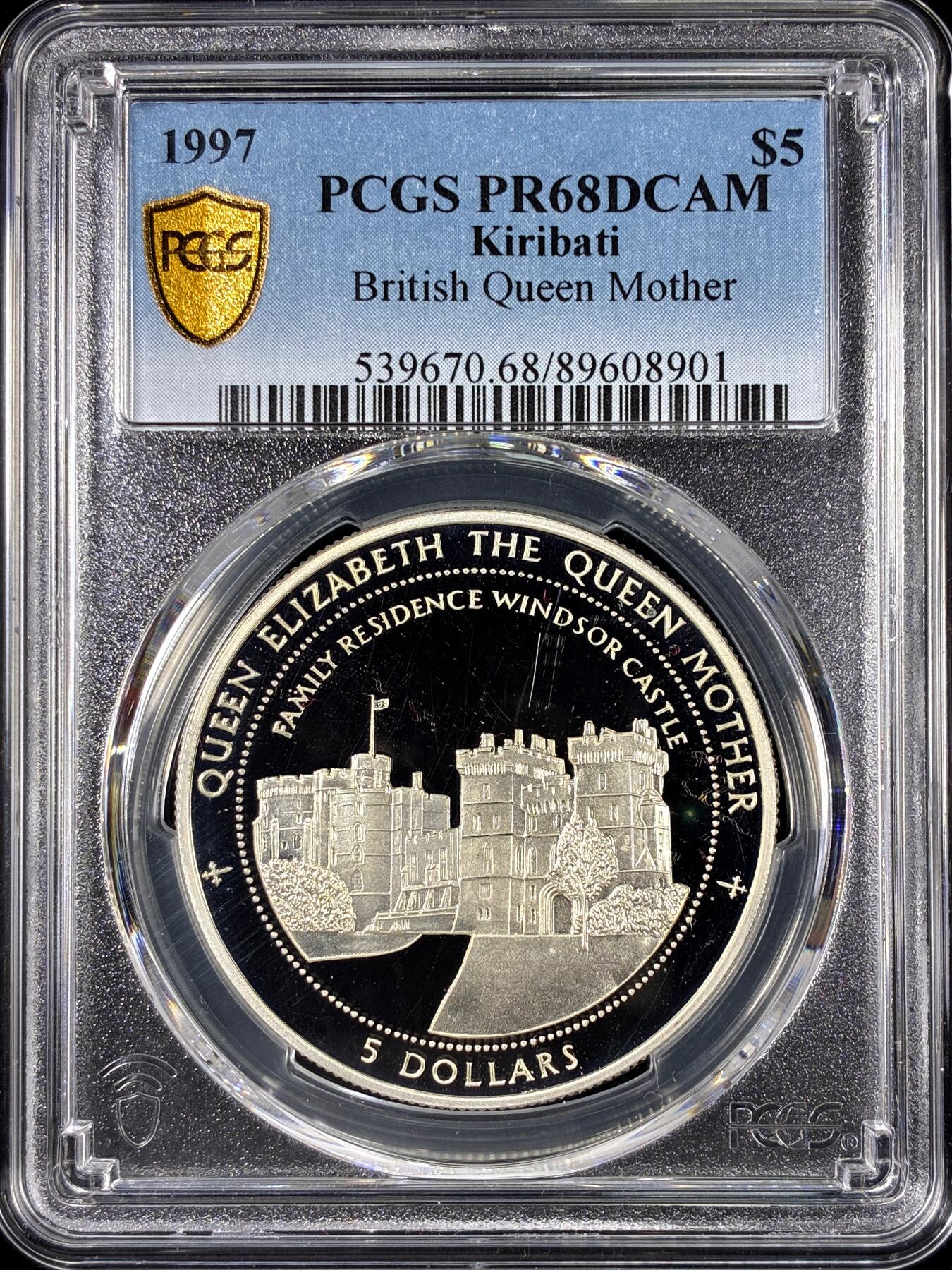 【雨安】【直播拍卖】【第0126期-评级币章】2026-01-24 周六 19:30 [评级现代] Kiribati 基里巴斯 5元 1997年 王太后 PCGS-PR68DCAM 精制币