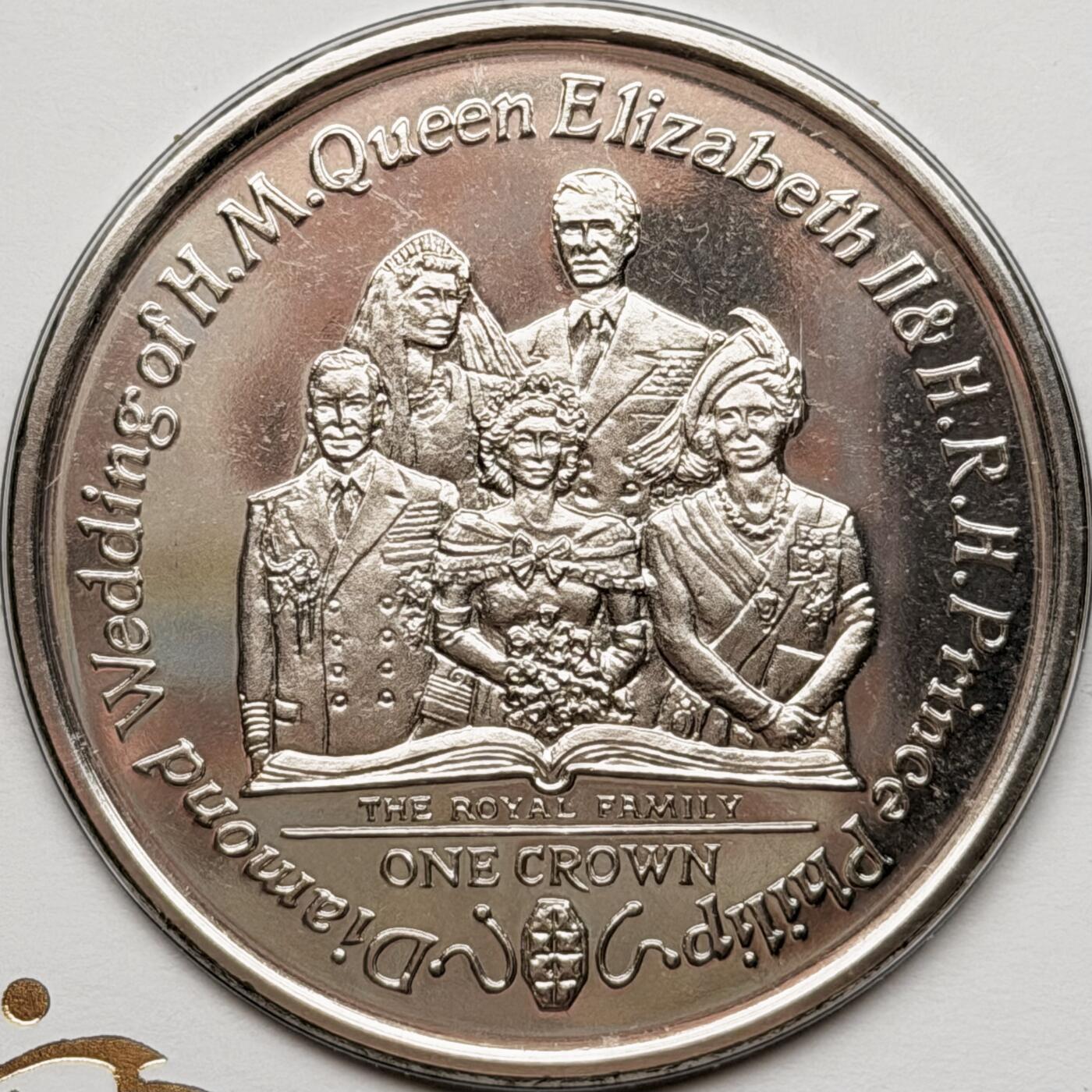 ＜星葵钱币社＞散币克朗场第68期·1月23日发货 〈邮币封·签名版〉马恩岛2007年钻石婚·全家福1克朗纪念币