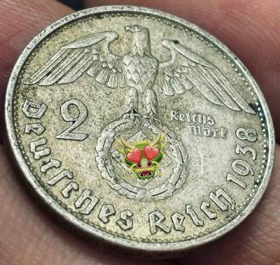 文馨钱币收藏 2026新年第四场（第 290 场）【长期接代拍品】 - 流通好品 1938 年德国兴登堡 5 马克银币 B 厂，8 克 625 银，折合银价 108 元左右