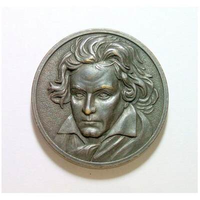 德国1827年 大音乐家贝多芬高浮雕精制大铜章 40MM - 德国1827年 大音乐家贝多芬高浮雕精制大铜章 40MM