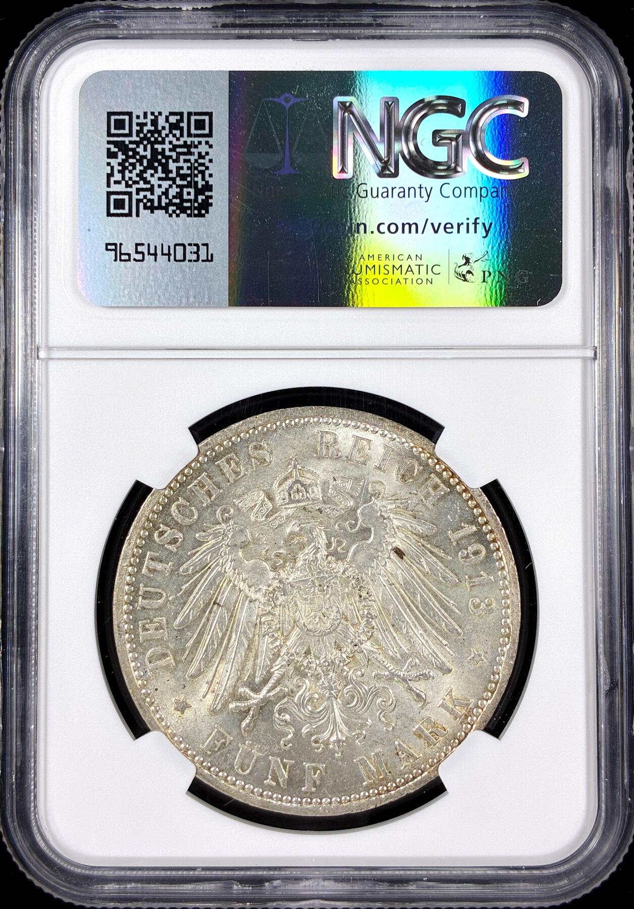 【雨安】【直播拍卖】【第0126期-评级币章】2026-01-24 周六 19:30 [评级德国] Germany 德国 帝国 J.114 普鲁士 5马克 (1913-1914) 军装 1913年  NGC-MS62