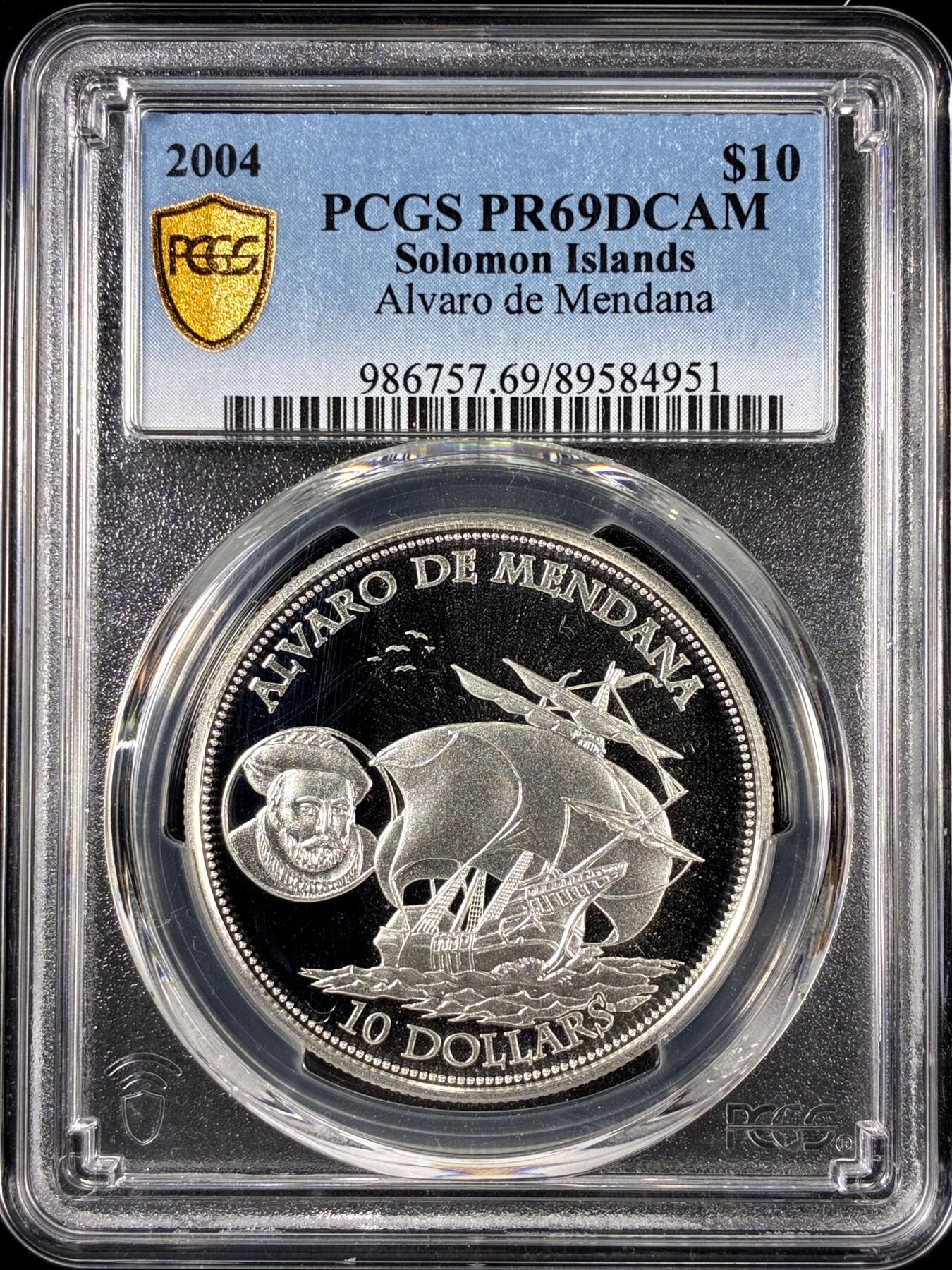 【雨安】【直播拍卖】【第0126期-评级币章】2026-01-24 周六 19:30 [评级现代] Solomon Islands 所罗门群岛 10元 2004年 帆船 PCGS-PR69DCAM 精制币