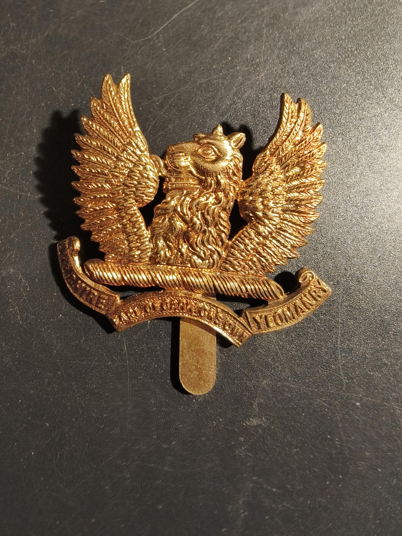 老王徽章第178期 英国卡里克伯爵艾尔郡义勇骑兵团帽徽     一战时期