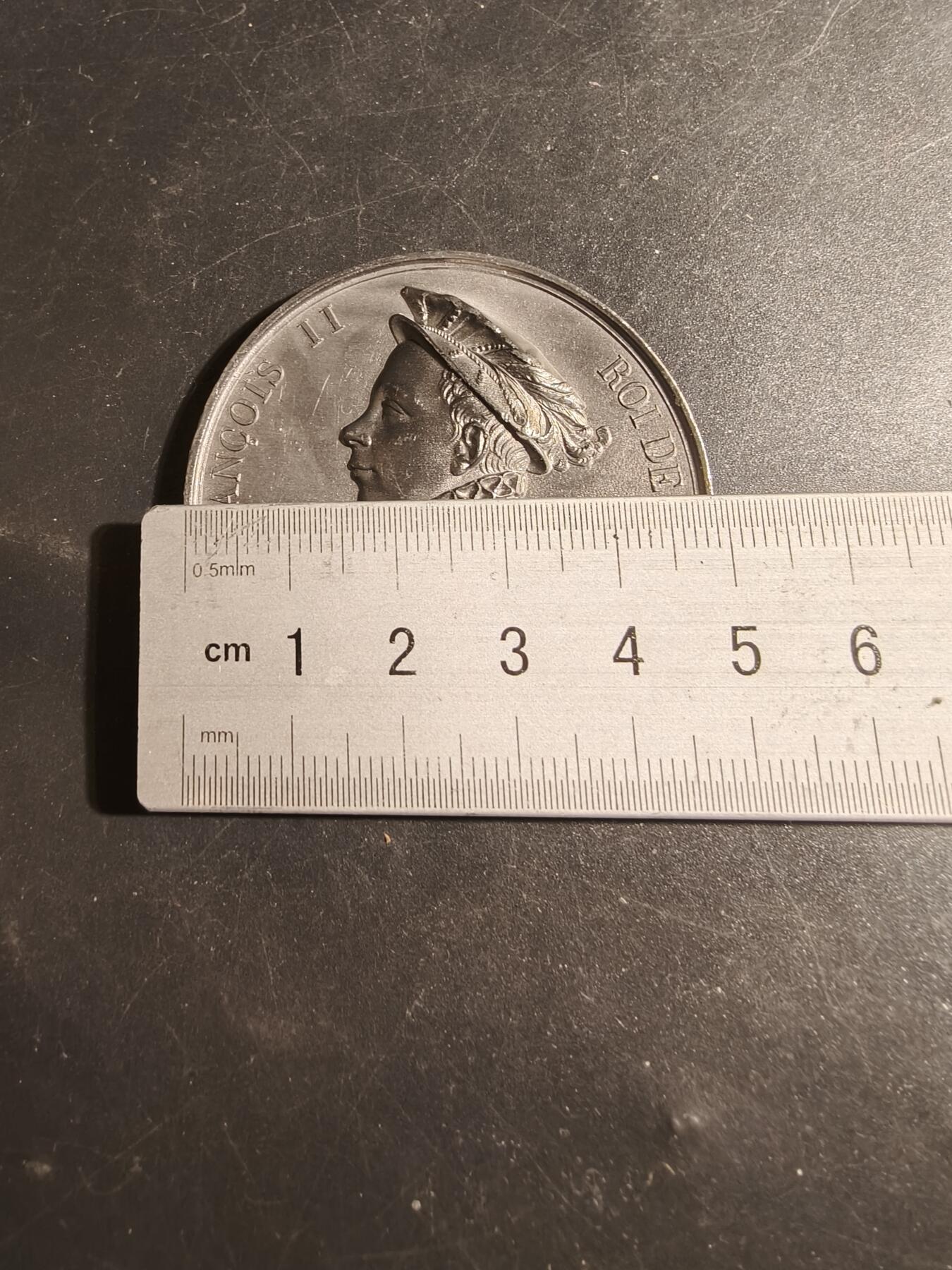 老王徽章第178期 法国历任国王纪念章    弗朗索瓦二世   少见锡质     直径50mm    重量43.6g