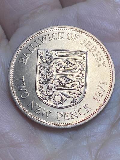 2026年第十二场(总第一百八十一场）外国好品散币场(免佣金) - 原光好品–英属泽西岛🇯🇪1971年2新便士(伊丽莎白二世中年花冠，十进制第一版首发年)