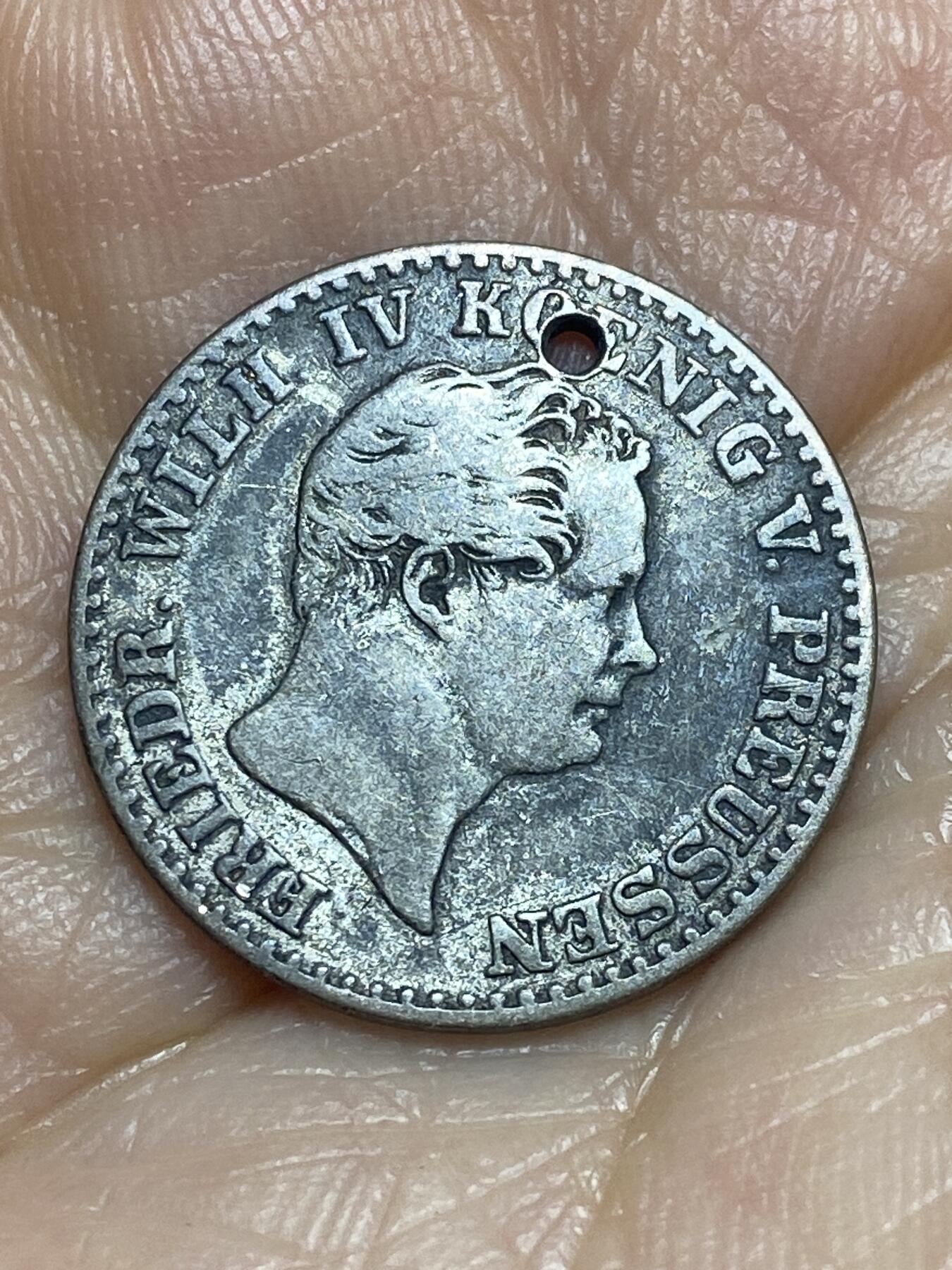 2026年第十二场(总第一百八十一场）外国好品散币场(免佣金) 打孔少见–德意志邦国–普鲁士王国1843年2. 5格罗申银币(等值1/12泰勒，弗里德里希·威廉四世时期，375银)