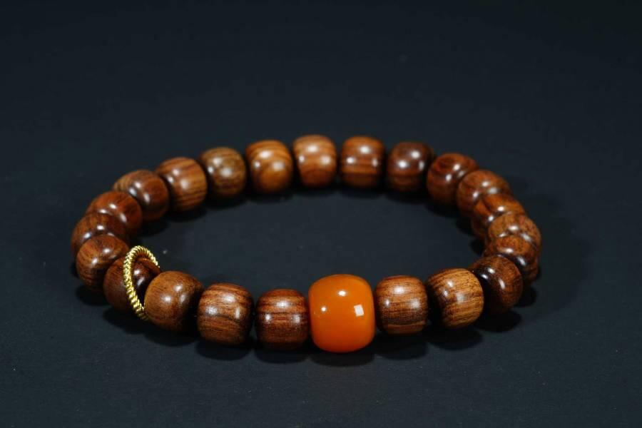 上海都达杂项专场四（全场包邮） 海南黄花梨虎皮纹老型珠手串 附鉴定证书86-265