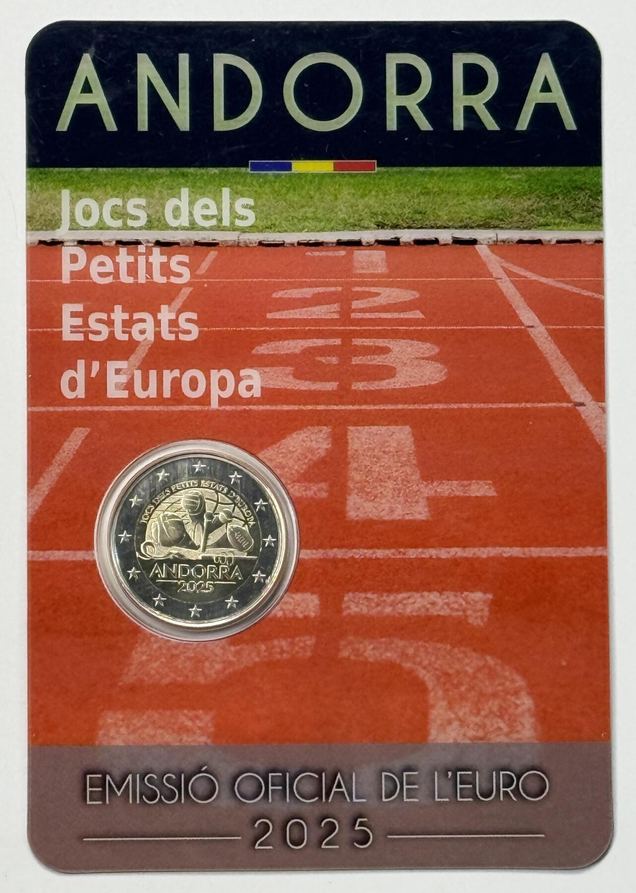 S&S Numismatic世界钱币-拍卖 第119期  安道尔2025年 欧洲小国运动会 2欧元双色纪念币官方卡币