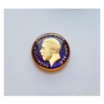 【银】纯手工银 英国1925年 乔治五世珐琅彩镀金高浮雕精制银币章 20MM - 【银】纯手工银 英国1925年 乔治五世珐琅彩镀金高浮雕精制银币章 20MM