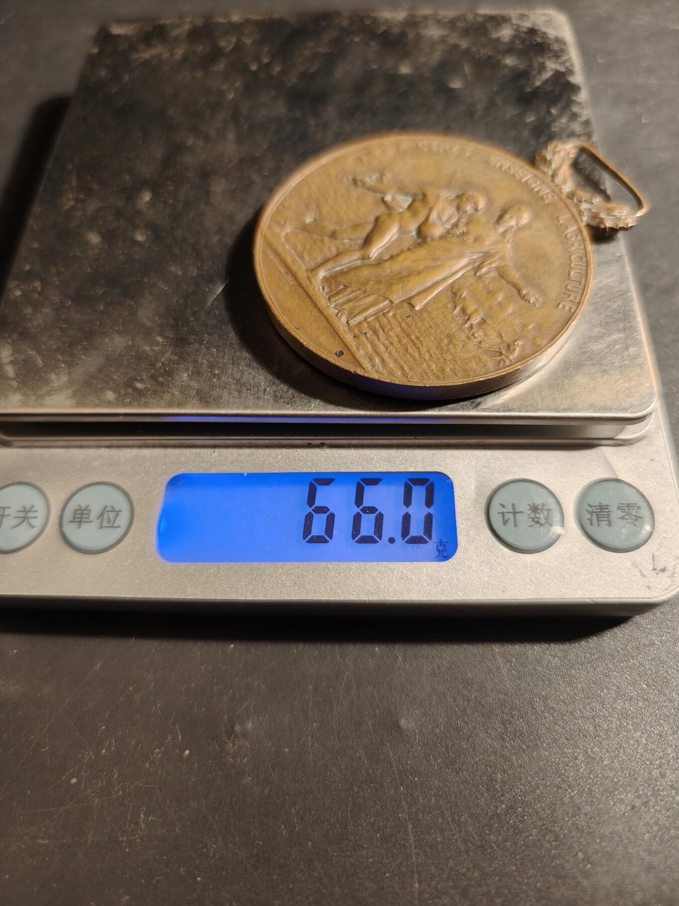 老王徽章第178期 法国卢瓦尔农业、工业、科学、艺术和文学协会大尺寸铜奖章    直径50mm    重量66g     大师亨利杜布瓦作品