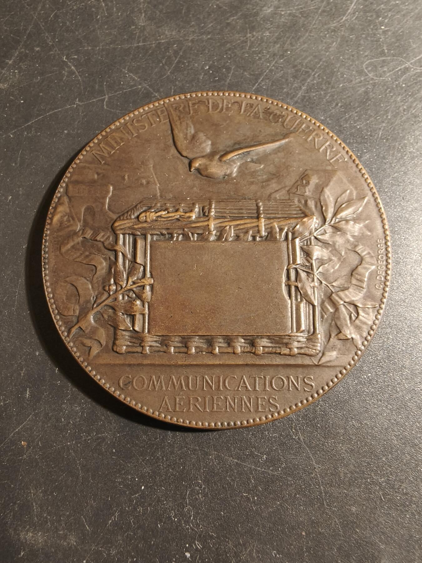 老王徽章第178期 法国普法战争巴黎围城战空中通信大铜章   大尺寸版    直径64mm    重量100g