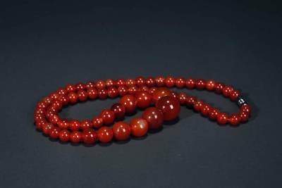 上海都达杂项专场三十四【年后发货全场包邮】  天然红玛瑙项链 附鉴定证书86-329