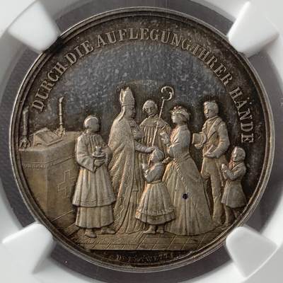 掌中浮雕-藏着的欧洲第050场 - NGC MS62 : 德国坚信礼仪式银章，32mm