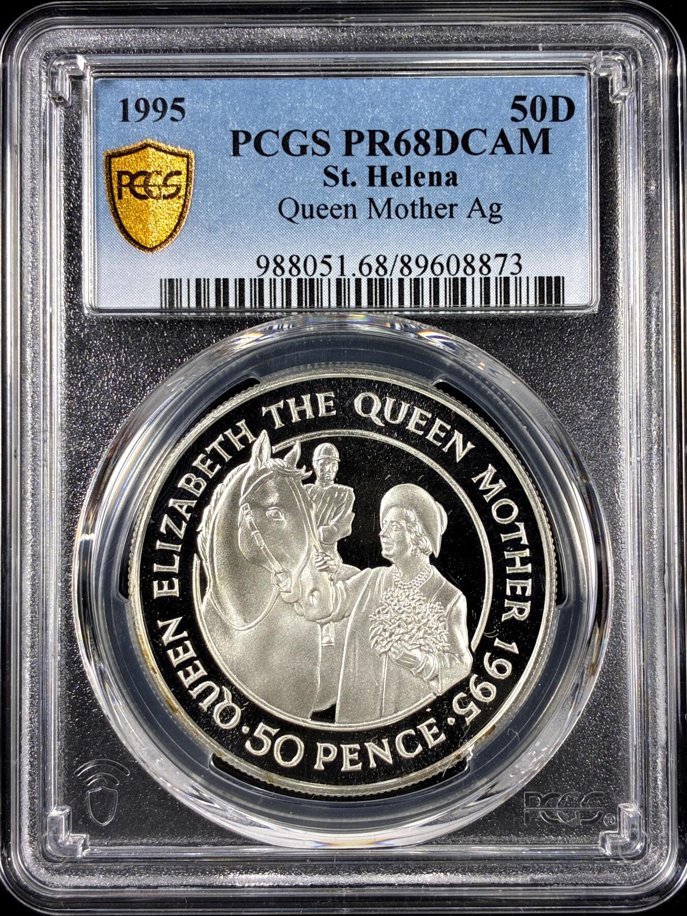 【雨安】【直播拍卖】【第0126期-评级币章】2026-01-24 周六 19:30 [评级现代] St. Helena 圣赫勒拿岛 50便士 1995年 王太后 PCGS-PR68DCAM 精制币
