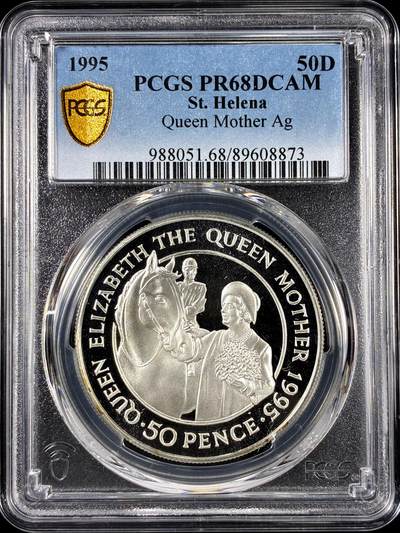 【雨安】【直播拍卖】【第0126期-评级币章】2026-01-24 周六 19:30 - [评级现代] St. Helena 圣赫勒拿岛 50便士 1995年 王太后 PCGS-PR68DCAM 精制币