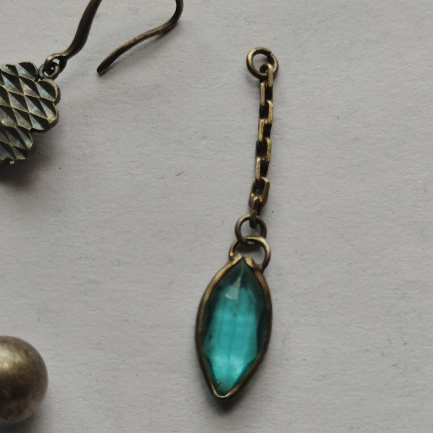 杂件专场95期 清代民国老银耳环银链银镶水晶吊坠