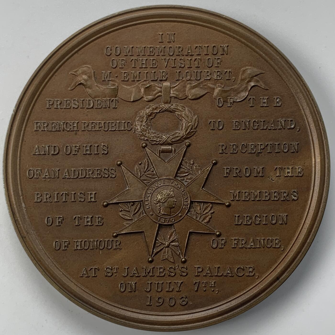 掌中浮雕-藏着的欧洲第050场 1903年法国总统埃米尔·卢贝访问英国纪念，64mm，原盒有破损