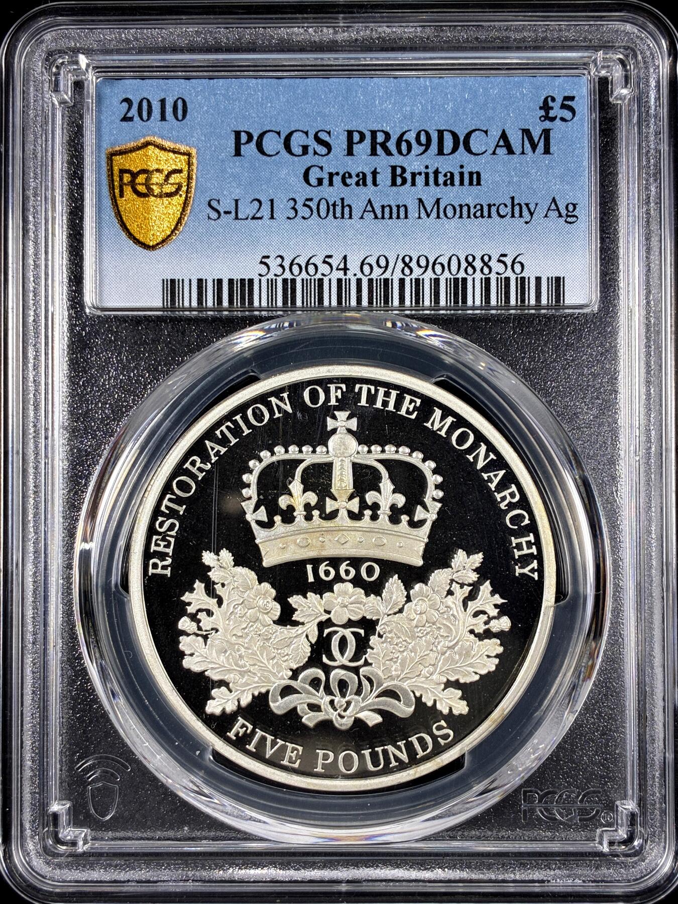 【雨安】【直播拍卖】【第0126期-评级币章】2026-01-24 周六 19:30 [评级现代] Great Britain 英国 5镑 2010年 伦敦奥运会-安妮女王 PCGS-PR69DCAM 精制币