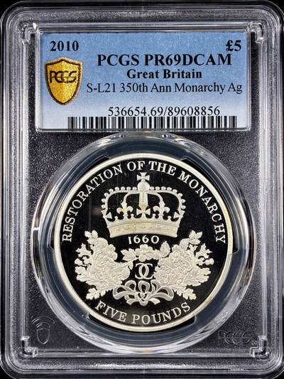 【雨安】【直播拍卖】【第0126期-评级币章】2026-01-24 周六 19:30 - [评级现代] Great Britain 英国 5镑 2010年 伦敦奥运会-安妮女王 PCGS-PR69DCAM 精制币