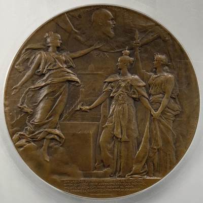 掌中浮雕-藏着的欧洲第050场 - PCGS MS63 : 1900年沙俄/法国亚历山大三世大桥揭幕铜章, 70mm，Daniel-Dupuis 雕刻