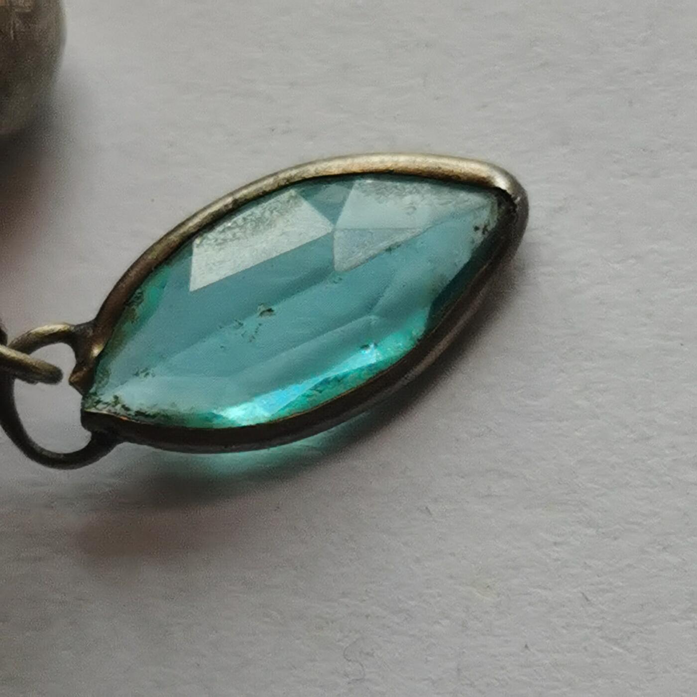 杂件专场95期 清代民国老银耳环银链银镶水晶吊坠