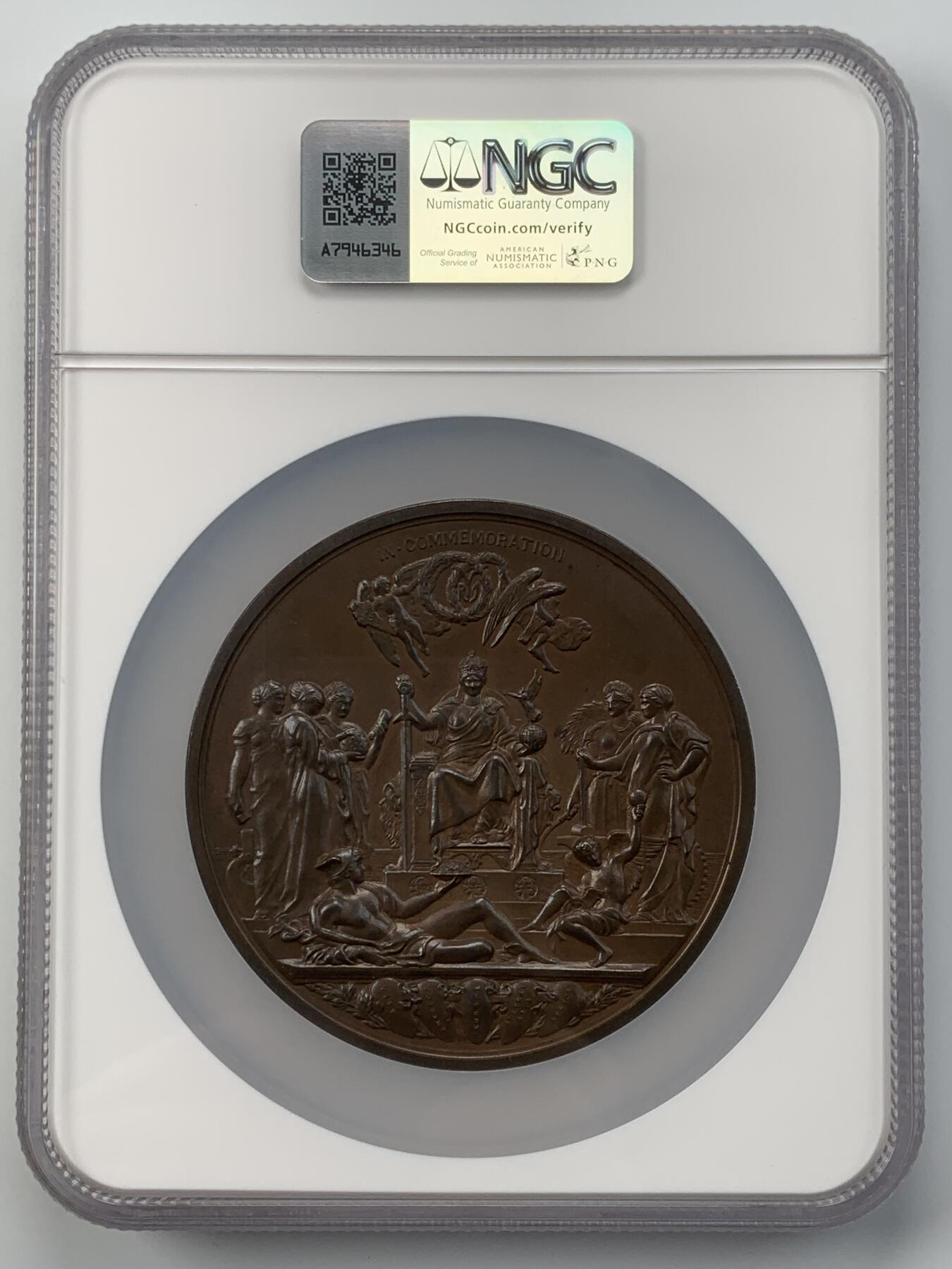 掌中浮雕-藏着的欧洲第050场 NGC MS63: 1887年维多利亚女王登基50年铜章, 77mm，J.E. Boehm and F. Leighton雕刻 , 英国章目录BHM-3219