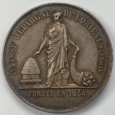 掌中浮雕-藏着的欧洲第050场 - 法国洛里昂储蓄银行银章，33.75mm，14.7g