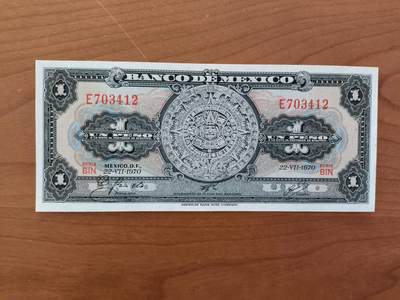 鑫鑫爱钱币2026-01-19 - 1970-墨西哥-1比索 品相:UNC 美国钞票公司经典作品