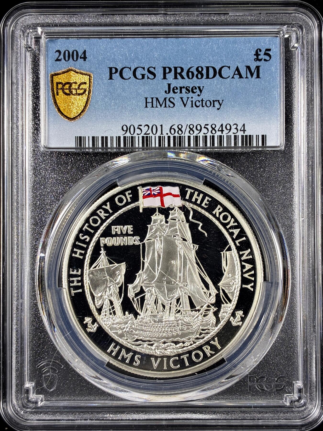 【雨安】【直播拍卖】【第0126期-评级币章】2026-01-24 周六 19:30 [评级现代] Jersey 泽西 5镑 2004年 帆船 PCGS-PR68DCAM 精制币