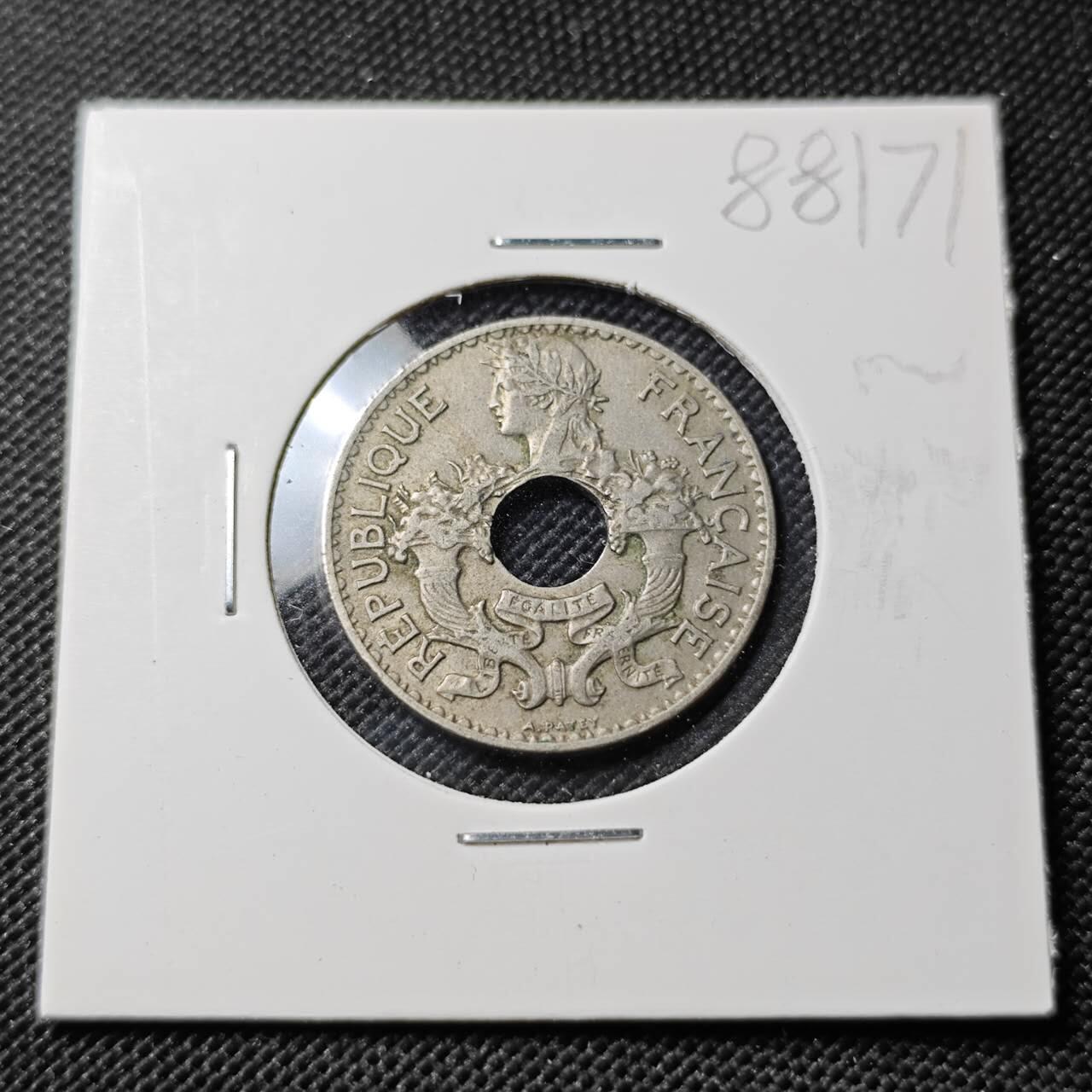 KK钱币收藏小铺  第388期  2月预留时间 周末发货  1937法属印支5分镍币