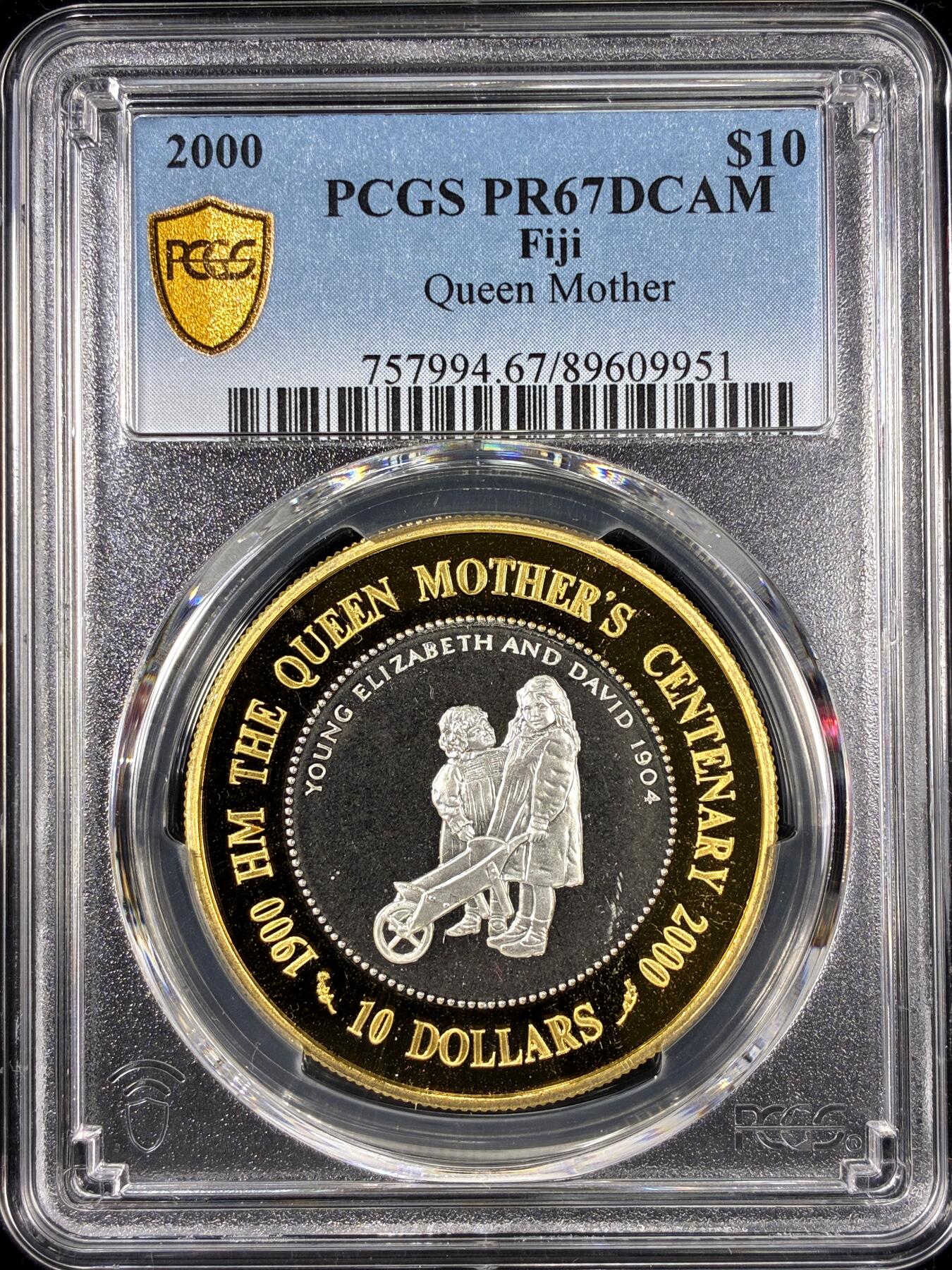 【雨安】【直播拍卖】【第0126期-评级币章】2026-01-24 周六 19:30 [评级现代] Fiji 斐济 10元 2000年 王太后 [28.10克,  0.925银] PCGS-PR67DCAM 精制币