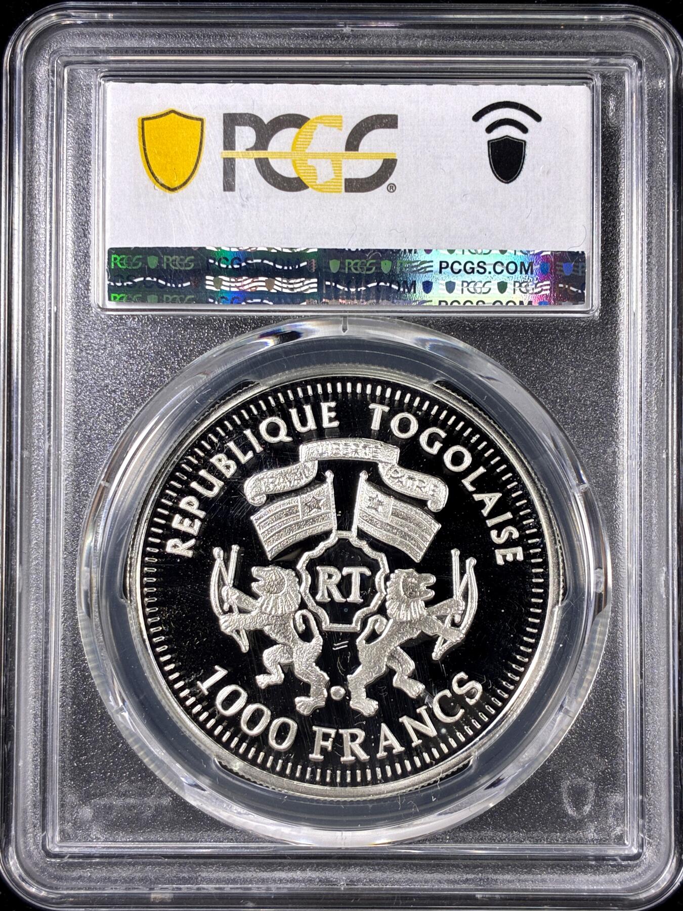 【雨安】【直播拍卖】【第0126期-评级币章】2026-01-24 周六 19:30 [评级现代] Togo 多哥 1000法郎 2002年 帆船 PCGS-PR69DCAM 精制币