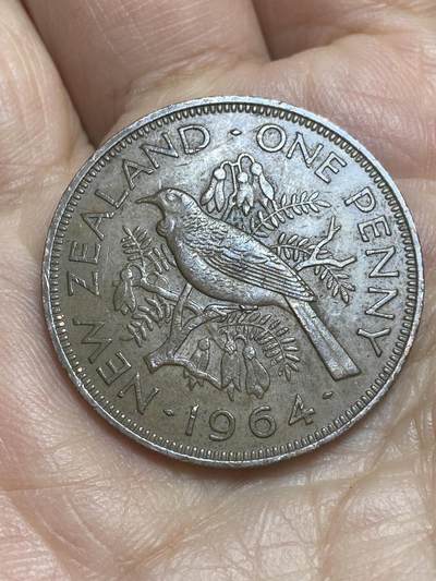 2026年第十二场(总第一百八十一场）外国好品散币场(免佣金) - 新西兰🇳🇿1964年1便士(伊丽莎白二世青年桂冠第二版)