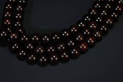 上海都达杂项专场七十三【全场包邮】 印度小叶紫檀爆满金星0.8圆珠多圈手串 附鉴定证书86-273