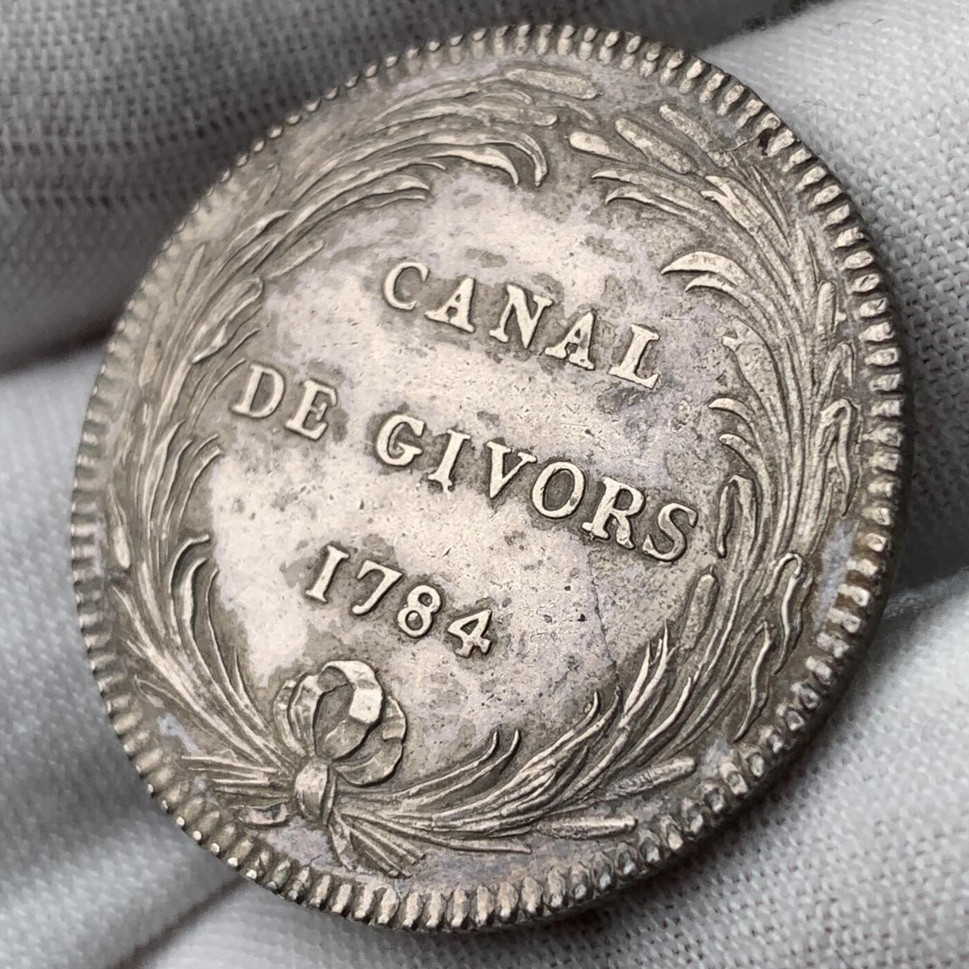 掌中浮雕-藏着的欧洲第050场 1784年法国吉沃尔运河银质代币，31.5mm，12.71g