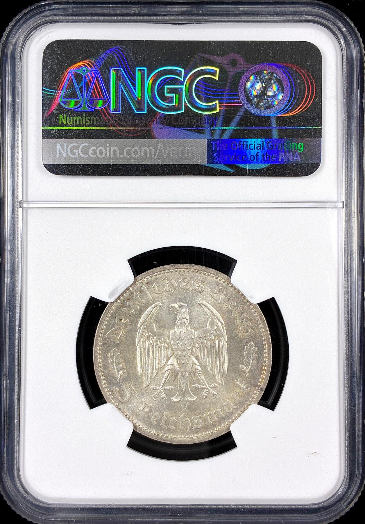 【雨安】【直播拍卖】【第0126期-评级币章】2026-01-24 周六 19:30 [评级德国] Germany 德国 第三帝国 5马克 KM#0085 (1934) 席勒 1934年F  NGC-MS63 粉光