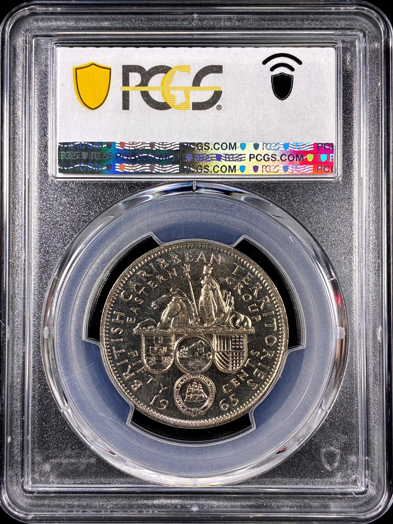 【雨安】【直播拍卖】【第0126期-评级币章】2026-01-24 周六 19:30 [评级现代] British Caribbean Territories 英属加勒比 50分 1965年  PCGS-MS63