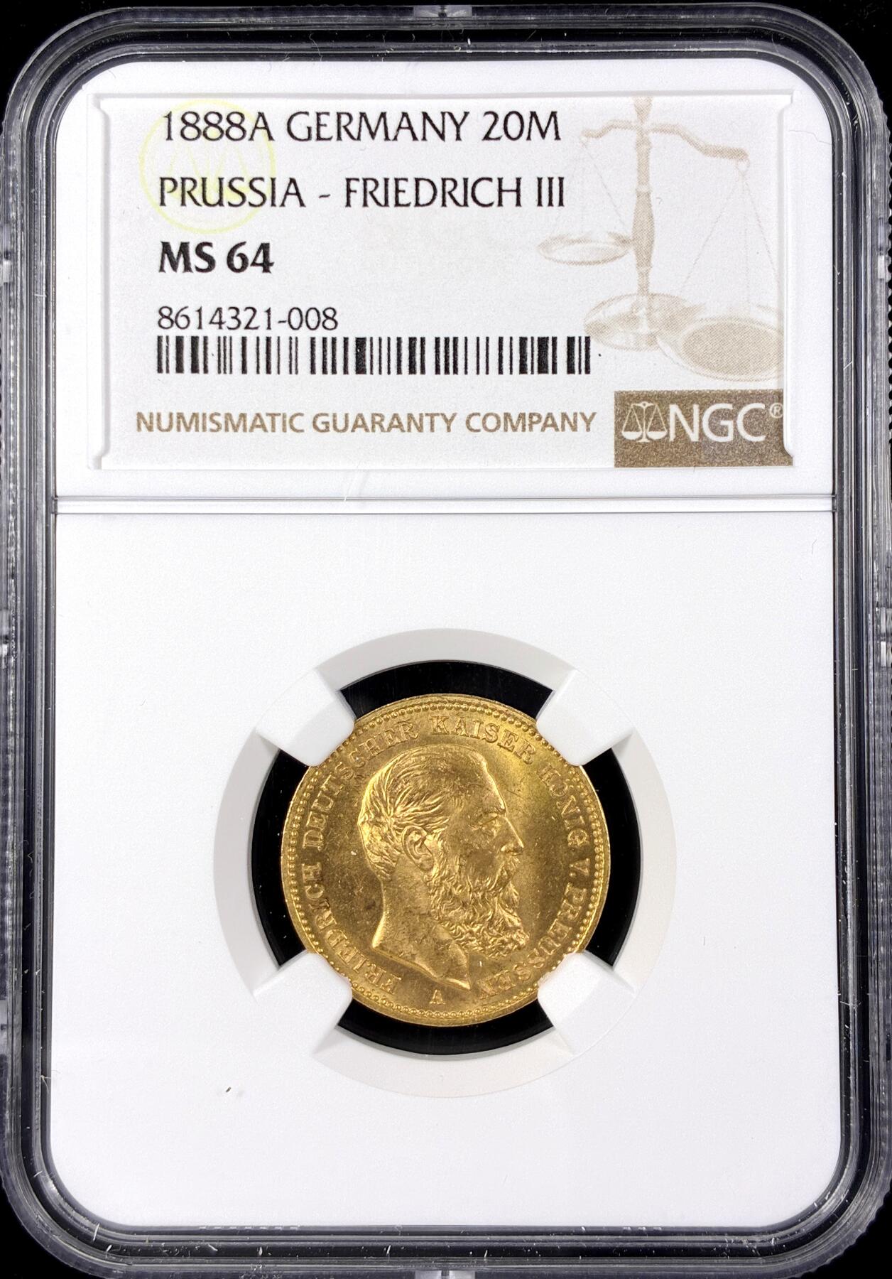 【雨安】【直播拍卖】【第0126期-评级币章】2026-01-24 周六 19:30 [评级金铂] Germany [金币] 德国 帝国 J.248 Prussia普鲁士 20马克 三皇 1888年