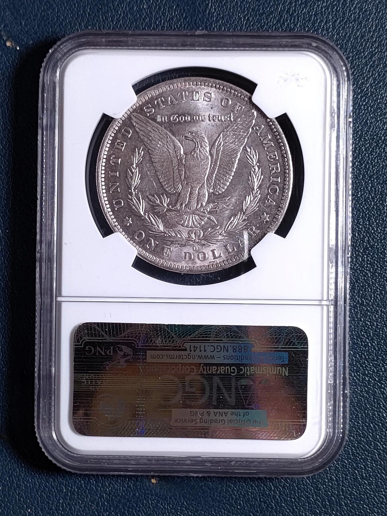 美国1883年O版摩根壹美元银币，NGC MS64老盒子