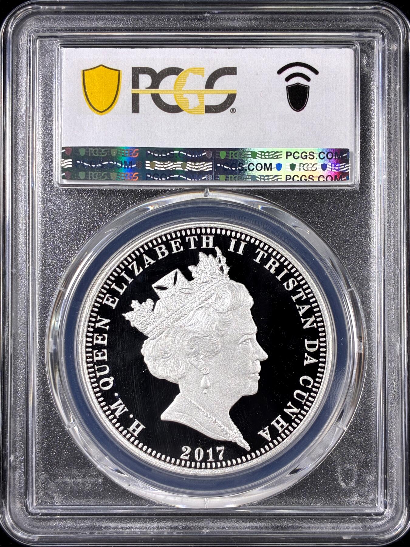 【雨安】【直播拍卖】【第0126期-评级币章】2026-01-24 周六 19:30 [评级现代] Tristan da Cunha 特里斯坦-达库尼亚群岛 5镑 2017年 铂金婚 PCGS-PL69