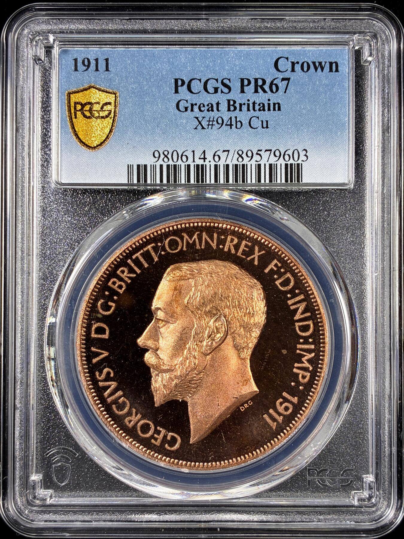 【雨安】【直播拍卖】【第0126期-评级币章】2026-01-24 周六 19:30 [评级欧洲] Great Britain 英国 1克朗 1911年 乔治五世 X#94b 精制 PCGS-PR67 精制币